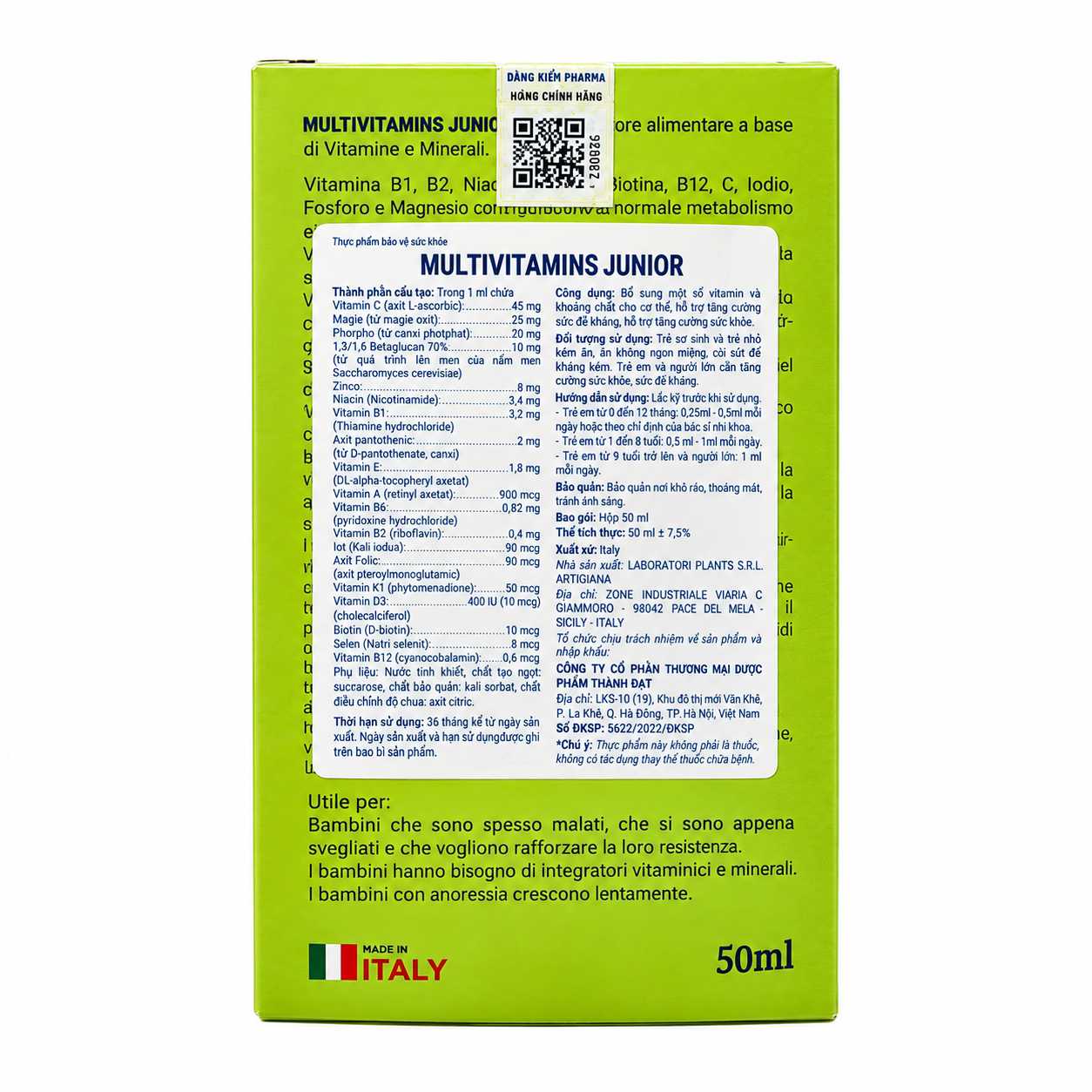 Multi Vitamins Junior – Bổ sung vitamin và khoáng chất, hỗ trợ tăng cường sức đề kháng – Chai 50 ml
