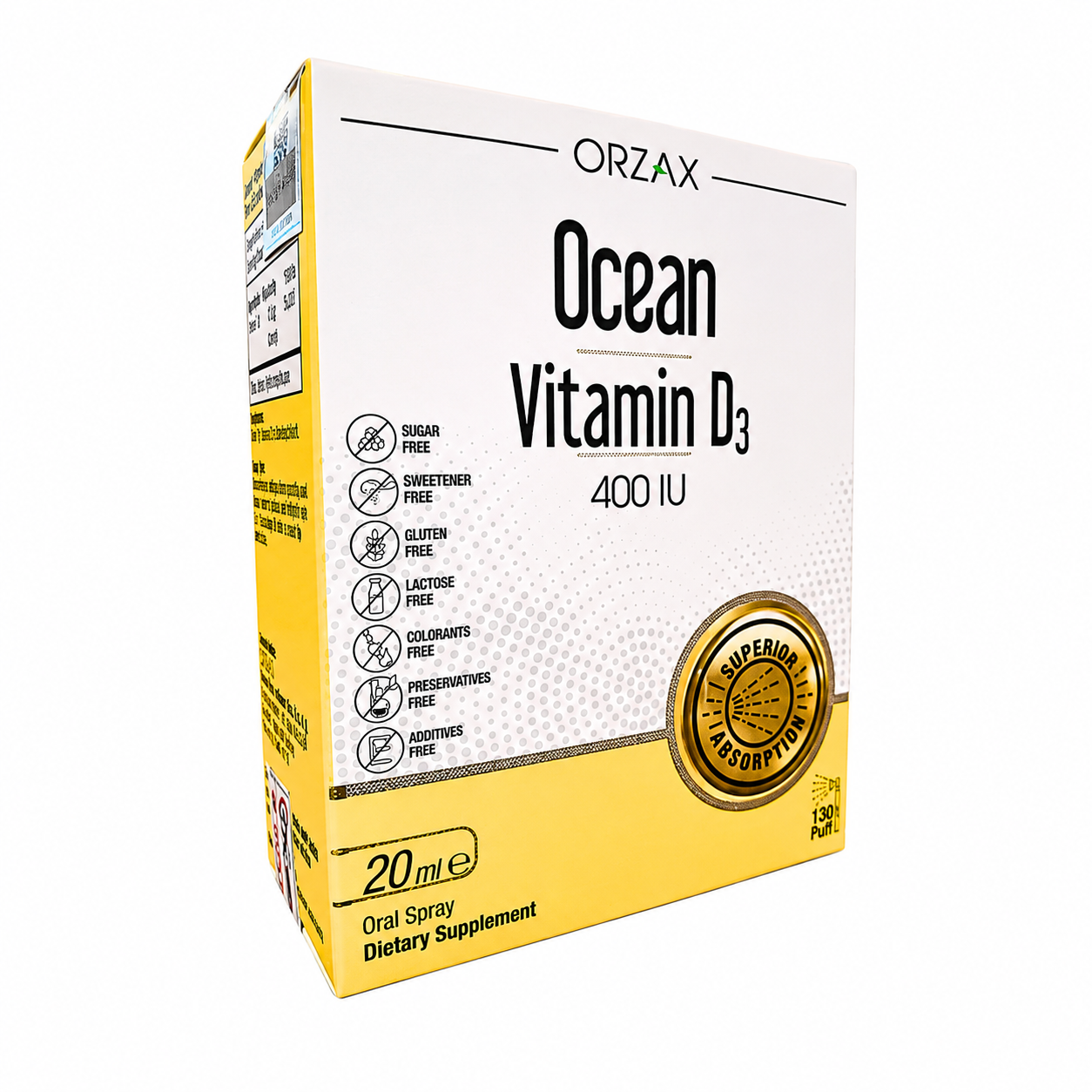 Ocean Vitamin D3 400 IU Orzax dạng xịt uống 20 ml hỗ trợ bổ sung vitamin D3, tăng hấp thu canxi, duy trì xương răng cho trẻ sơ sinh và trẻ nhỏ