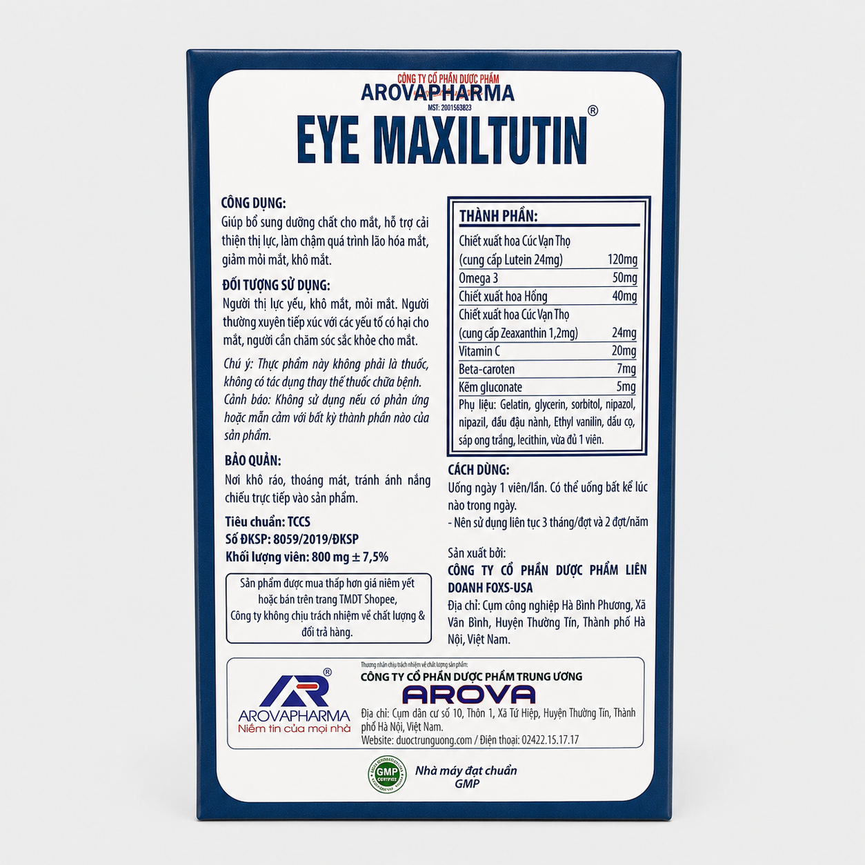 Eye Maxiltutin – Viên uống bổ mắt Lutein, Zeaxanthin, Omega-3 (Hộp 30 viên)