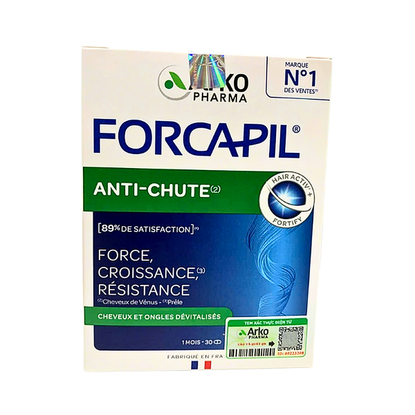 Forcapil Anti Chute – Thực phẩm bảo vệ sức khỏe hỗ trợ tóc chắc khỏe, giảm nguy cơ rụng tóc | Hộp 30 viên