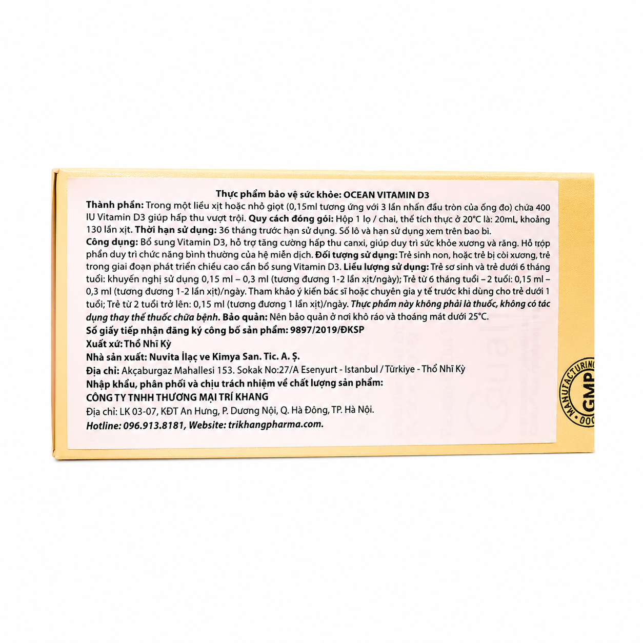 Ocean Vitamin D3 400 IU Orzax dạng xịt uống 20 ml hỗ trợ bổ sung vitamin D3, tăng hấp thu canxi, duy trì xương răng cho trẻ sơ sinh và trẻ nhỏ