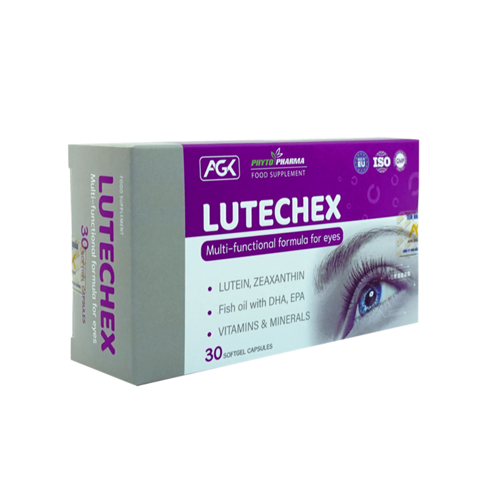 Viên Uống Bổ Mắt Lutechex - Hỗ Trợ Giúp Mắt Sáng Khỏe, Giảm Mỏi Mắt, Tăng Cường Thị Lực (Hộp 2 vỉ x 15 Viên) Bulgary