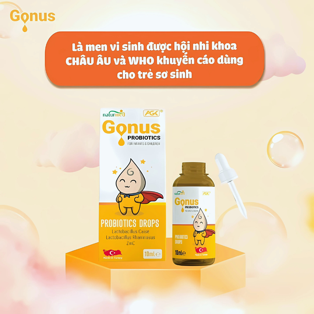 Gonus Probiotics Bổ Sung Lợi Khuẩn Và Kẽm Giúp Cân Bằng Vi Sinh, Giảm Rối Loạn Tiêu Hóa Cho Bé (Hộp 10ml)