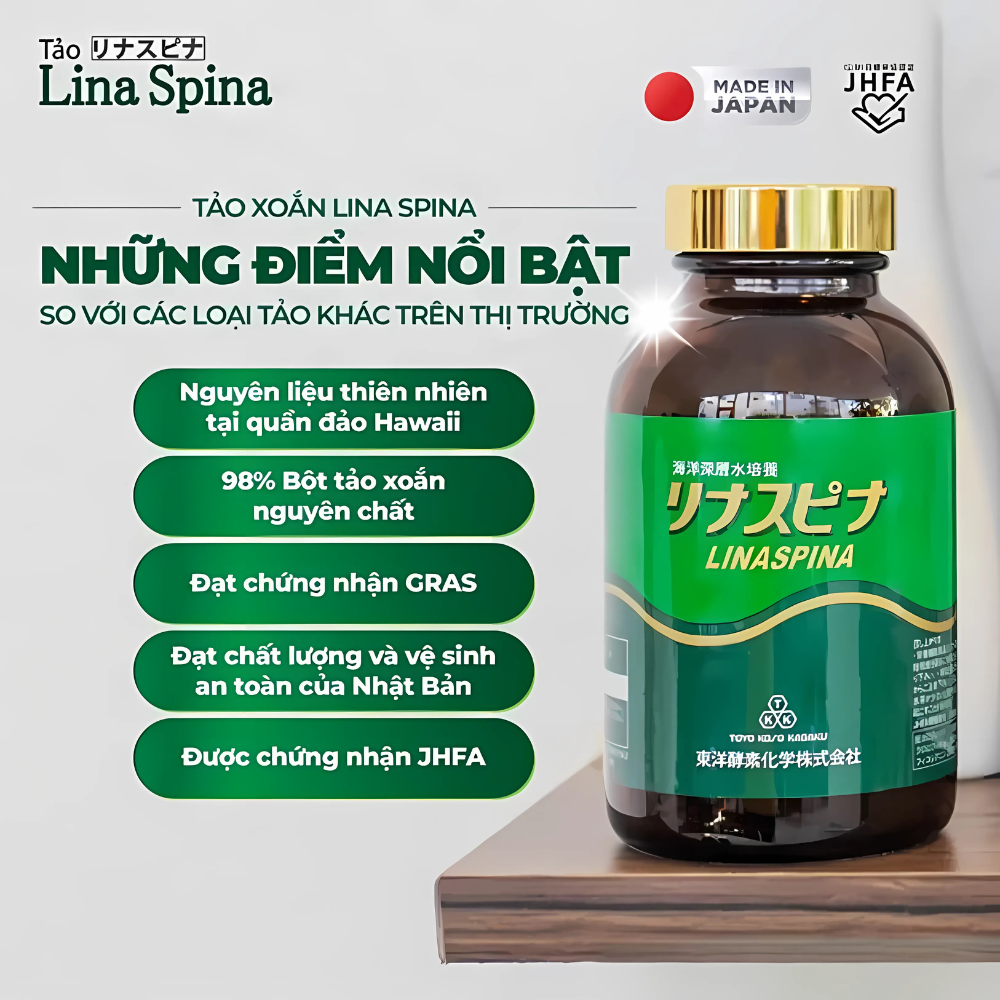 Tảo Lina Spina Nhật Bản Bổ Sung Chất Xơ, Các Vitamin, Khoáng Chất Cho Cơ Thể (Hộp 1200 Viên)