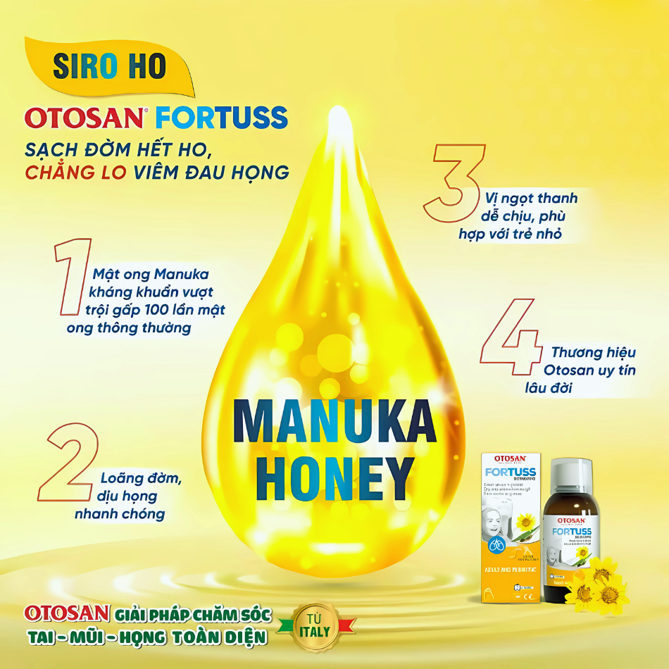 Siro Ho Fortuss Otosan - Liệu Pháp Giảm Ho, Giảm Đờm Hiệu Quả Cho Trẻ Em Italy (Chai 180g)