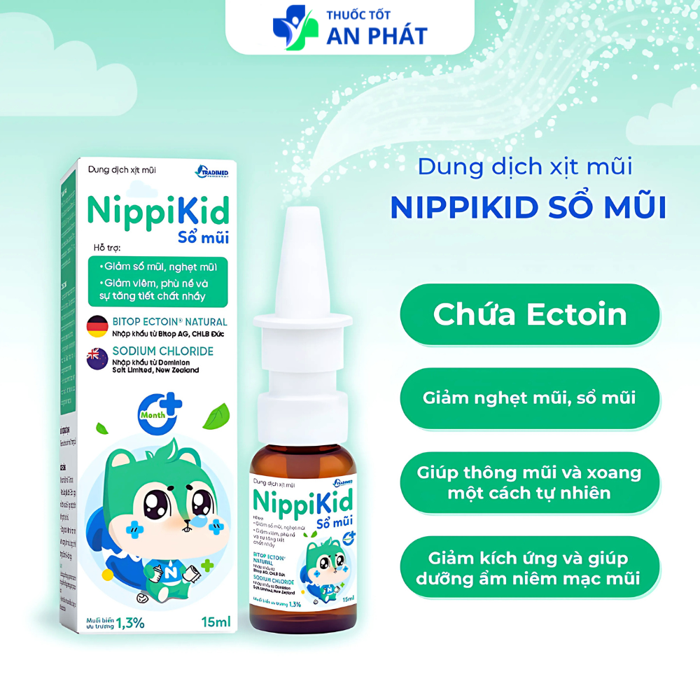 Dung Dịch Xịt Mũi NippiKid Sổ Mũi - Cho Trẻ Trên 1 Tháng Tuổi, Giúp Giảm Viêm Mũi, Nghẹt Mũi An Toàn Hiệu Quả (Chai 15ml)