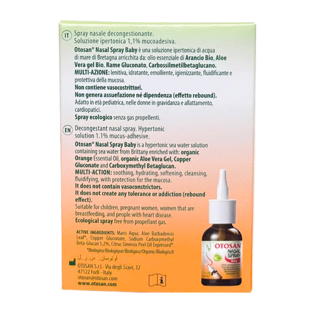 Xịt Mũi Trẻ Em Otosan Nasal Spray Baby - Kháng Viêm, Kháng Khuẩn, Giảm Nghẹt Mũi, Làm Sạch Các Hốc Mũi (Hộp 30ml)