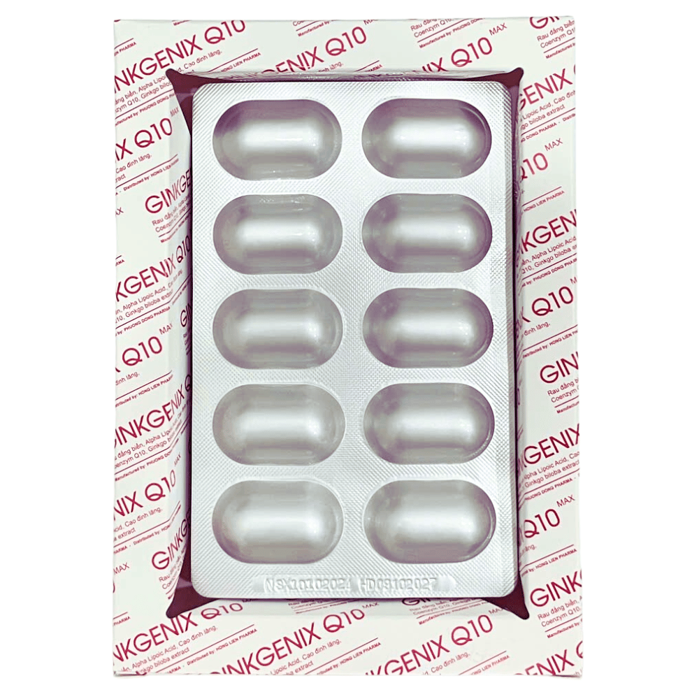 Viên Nang Ginkgenix Q10 Max - Hỗ Trợ Sức Khoẻ Não Bộ, Giúp Tăng Cường Tuần Hoàn Máu Não (Hộp 30 Viên)