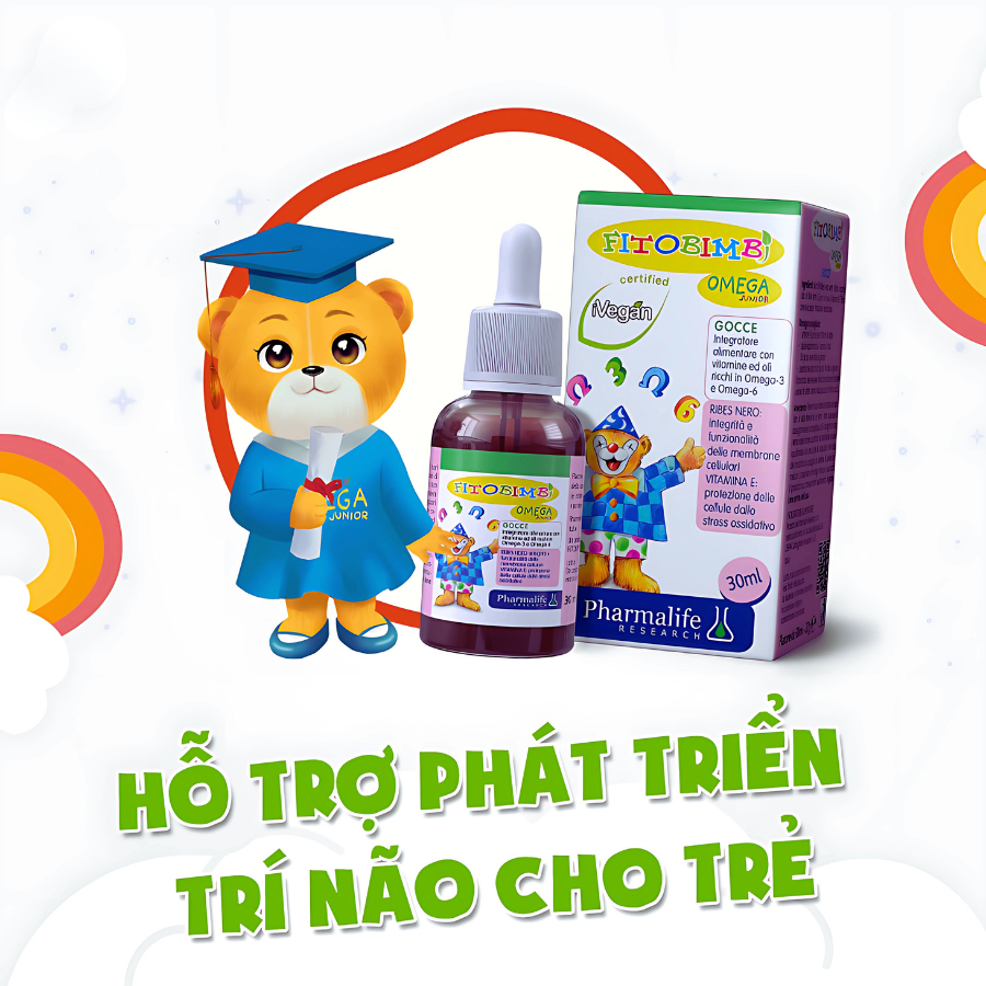 Fitobimbi Omega Junior - Siro Bổ Sung Omega Từ Thực vật - Hỗ Trợ Trẻ Phát Triển Não Bộ, Tốt Cho Mắt (Lọ 30ml) Italy