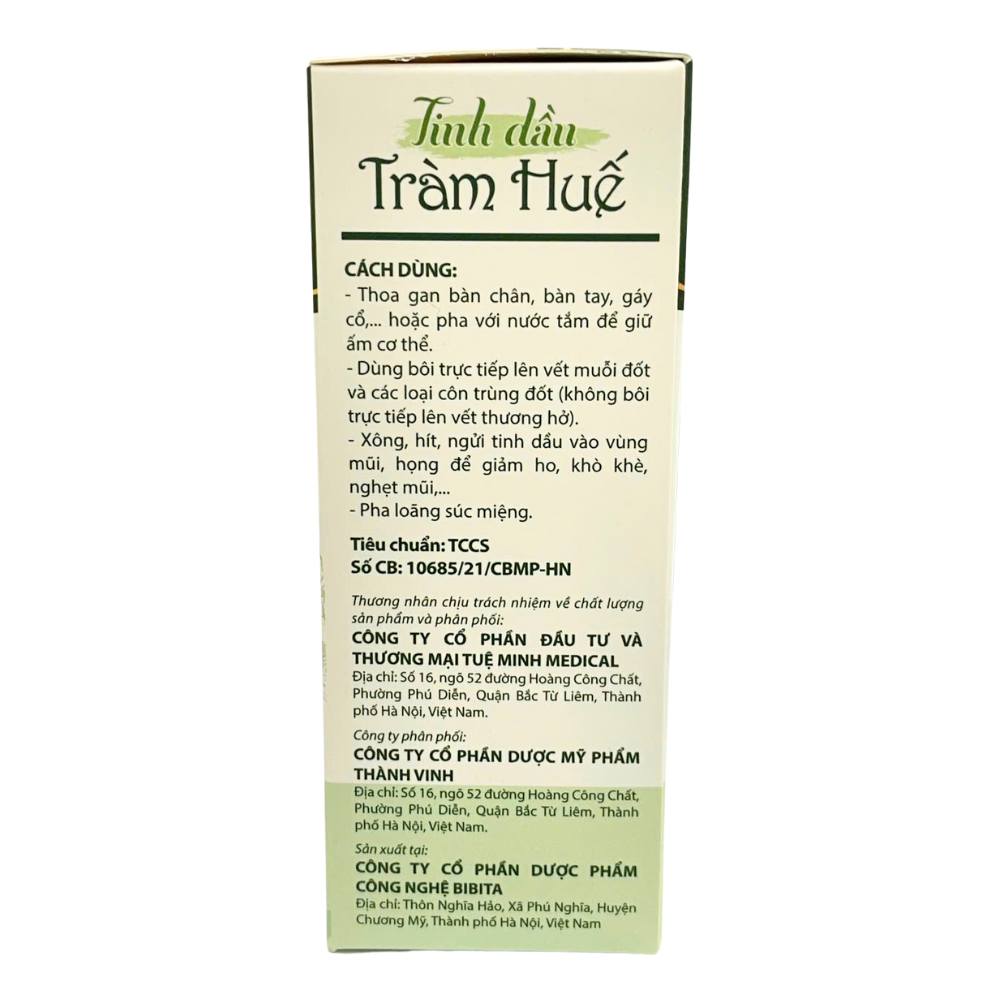 Tinh Dầu Tràm Huế Giúp Làm Ấm Da, Ngăn Ngừa Côn Trùng Đốt (Hộp 50ml)
