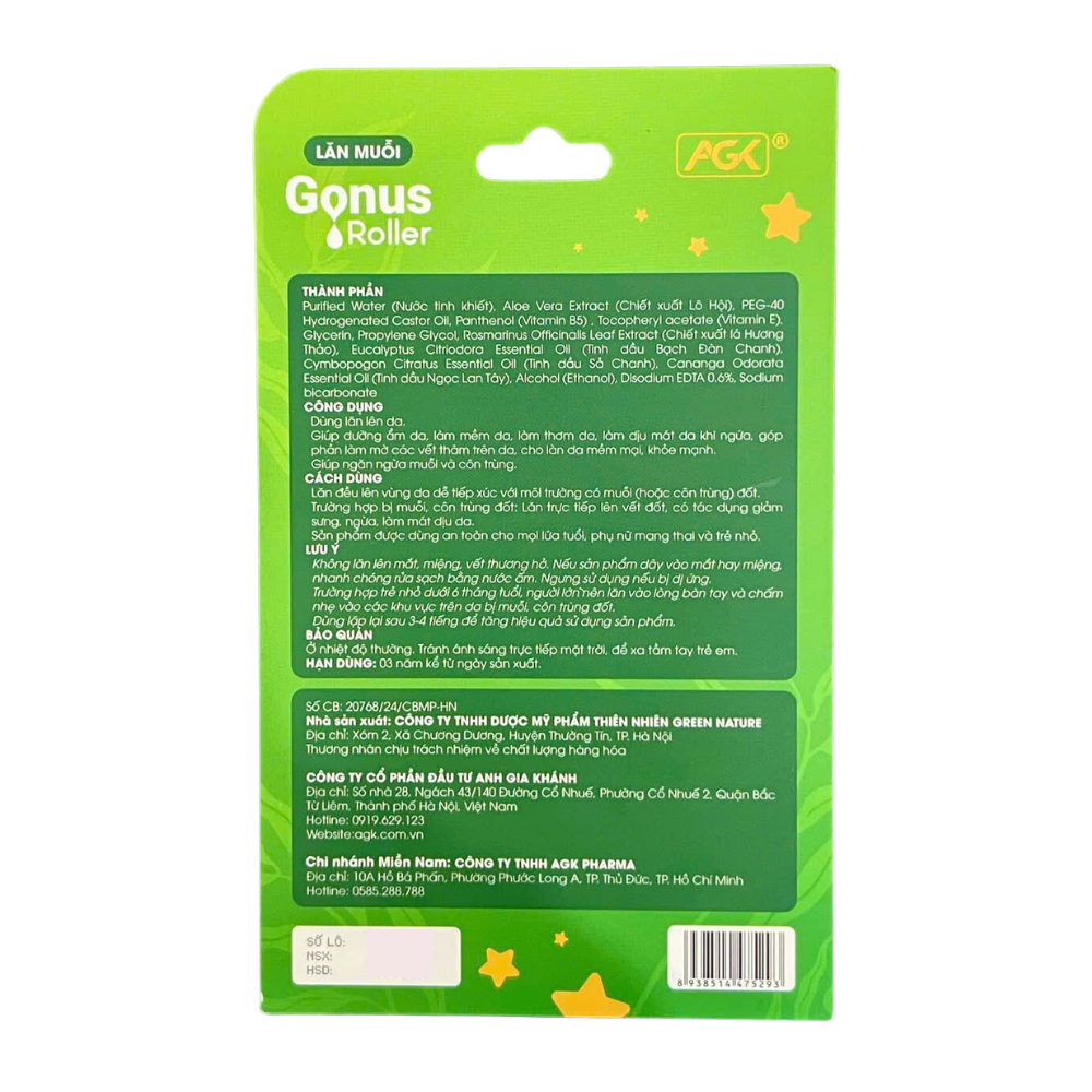 Lăn Muỗi Gonus Roller Giúp Dưỡng Ẩm, Làm Dịu Da, Giảm Ngứa Khi Bị Côn Trùng Đốt (Lọ 10ml)