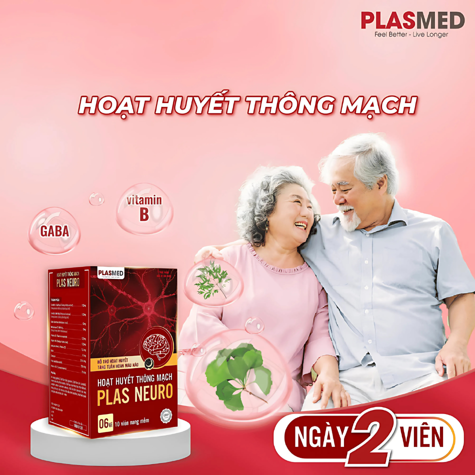 Hoạt Huyết Thông Mạch Plas Neuro - Giúp Cải Thiện Thiểu Năng Tuần Hoàn Máu Não, Suy Giảm Trí Nhớ, Mất Ngủ, Căng Thẳng (Hộp 60 Viên)
