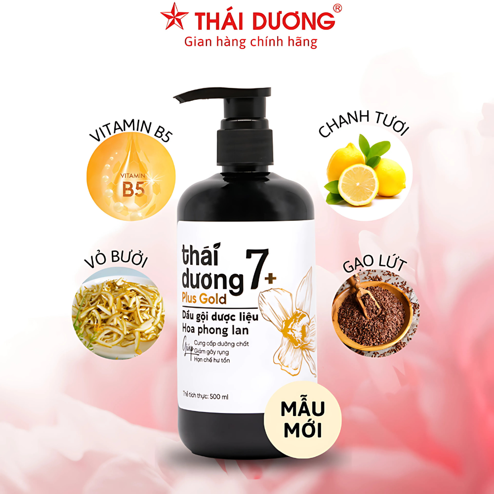 Dầu Gội Dược Liệu Thái Dương 7 Plus Gold Hoa Phong Lan Sạch Gàu, Giảm Ngứa Và Giảm Rụng Tóc (Chai 250ml)