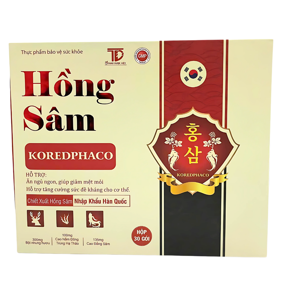 Siro Hồng Sâm Koredphaco - Giúp Ăn Ngon, Ngủ Ngon, Giảm Suy Nhược Cơ thể, Nâng Cao Thể Trạng (Hộp 30 Gói)