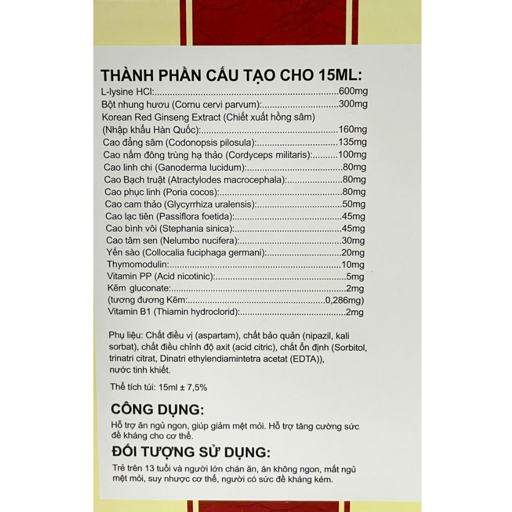 Siro Hồng Sâm Koredphaco - Giúp Ăn Ngon, Ngủ Ngon, Giảm Suy Nhược Cơ thể, Nâng Cao Thể Trạng (Hộp 30 Gói)