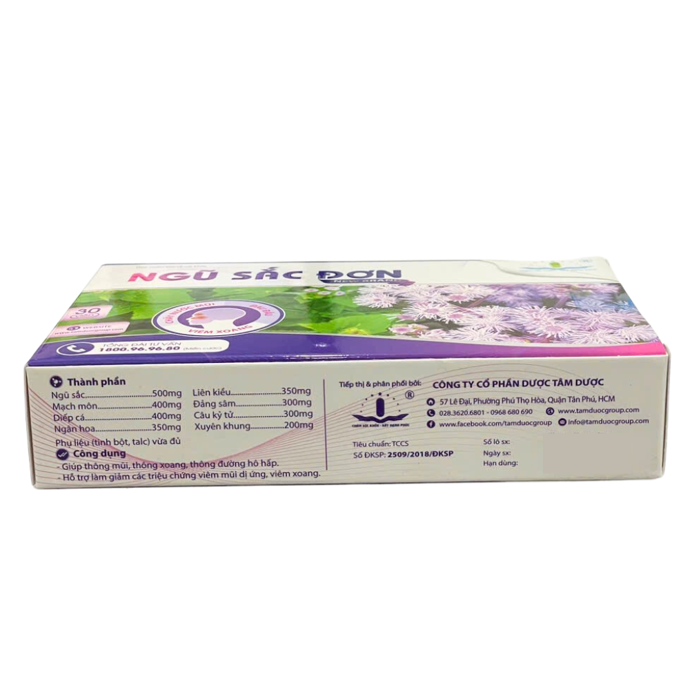 Viên Uống Hỗ Trợ Điều Trị Viêm Xoang, Viêm Mũi Dị Ứng - Ngũ Sắc Đơn (Hộp 30 Viên)