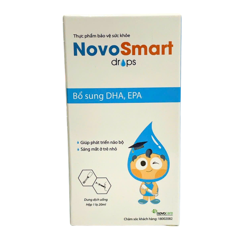 Dung Dịch Bổ Sung DHA, EPA (Omega 3), NovoSmart Drops - Phát Triển Não Bộ, Tốt Cho Mắt Và Tim Mạch (Hộp 20ml)