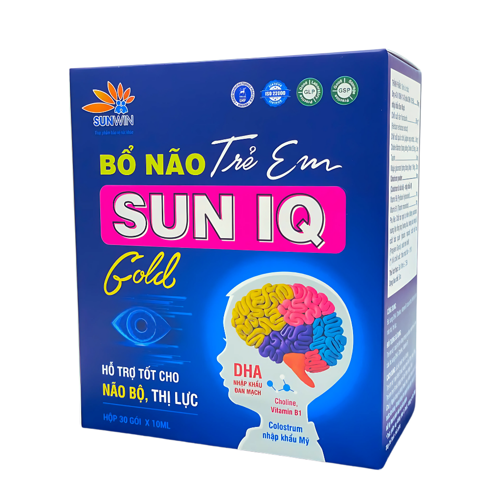 Bổ Não Trẻ Em Sun IQ - Hỗ Trợ Trẻ Tăng Cường Trí Nhớ, Cải Thiện Sự Tập Trung Và Phát Triển Não Bộ (Hộp 30 Gói)