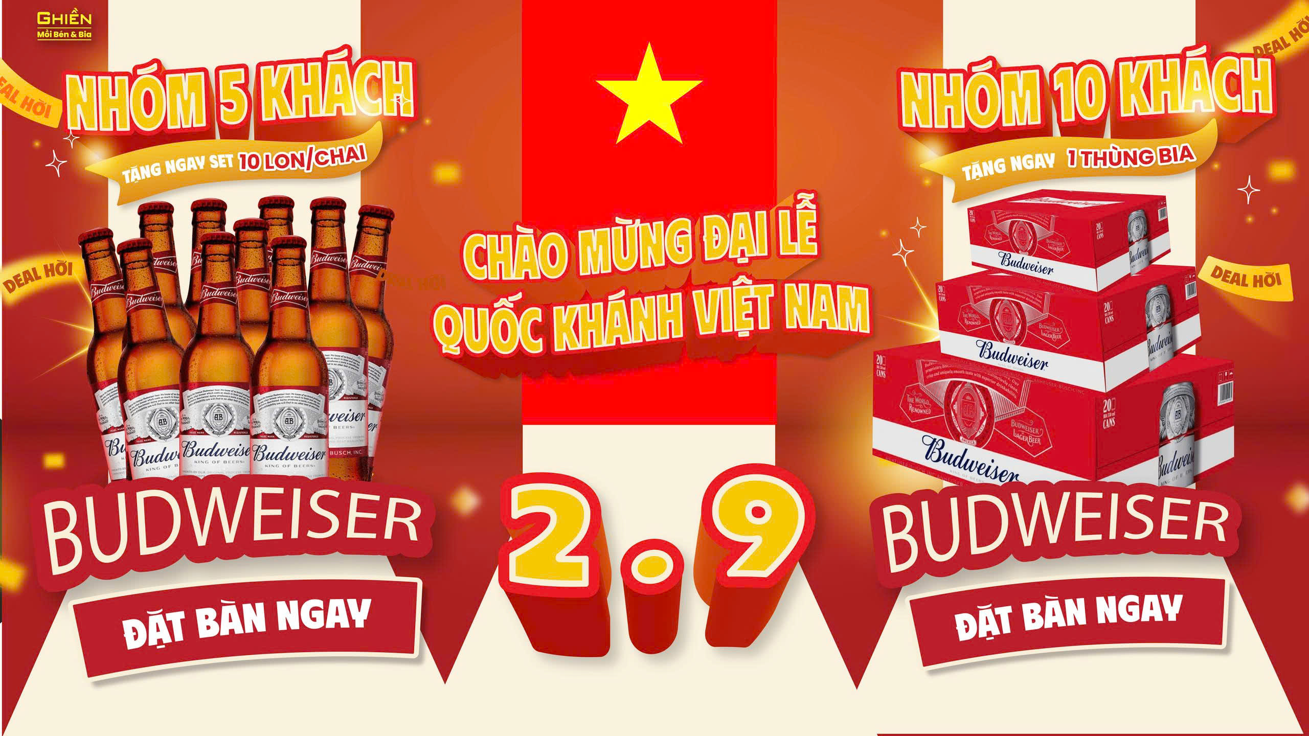 Đại Tiệc 2/9 Tưng Bừng: Chốt Kèo Ghiền Quán, Rinh Ngay Deal Bia Budweiser Cực Khủng