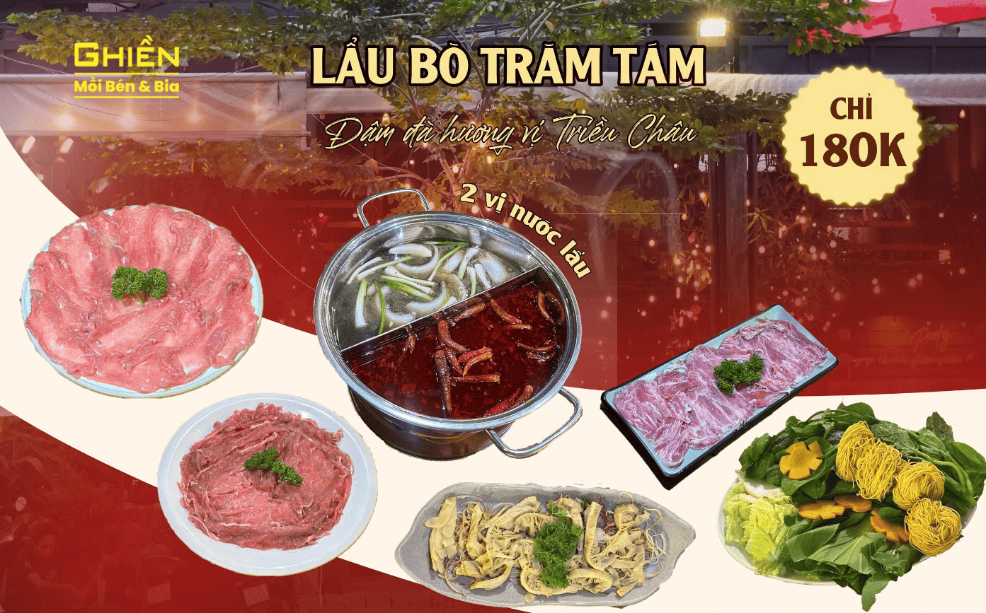 Top Quán Lẩu Bò Ngon Sài Gòn: Thử Ngay Lẩu Bò Triều Châu 2 Ngăn Chỉ 180K Tại Ghiền Quán!