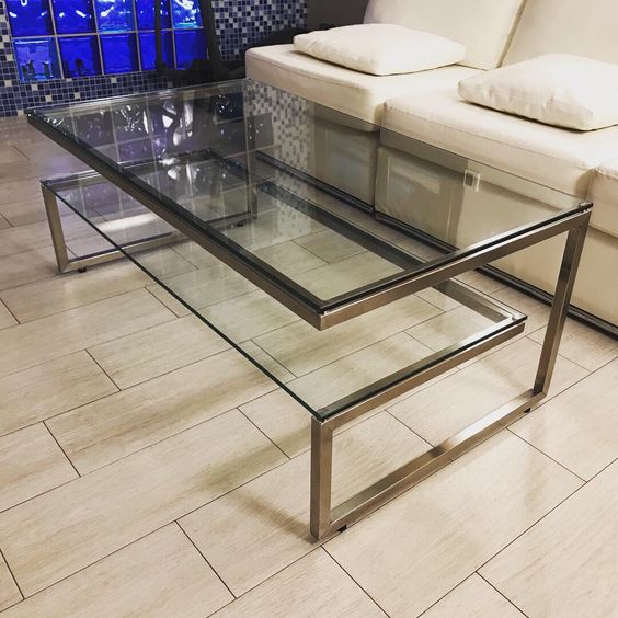 LCT39-Bàn Sofa 2 tầng mặt kính