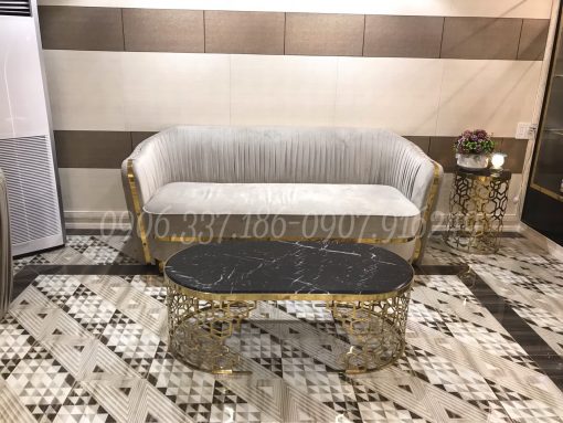 LCT37-Bàn Sofa oval khung họa tiết
