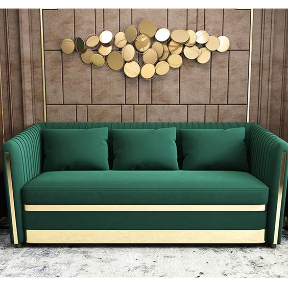 LCF05- Sofa phòng khách viền inox mạ vàng