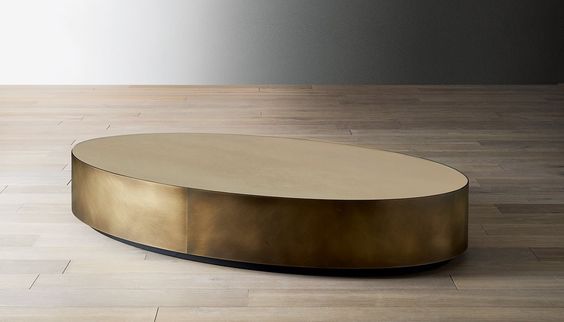 LCT44-Bàn Sofa oval inox mạ vàng