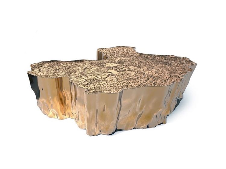 LCT45-Bàn Sofa dáng gốc cây inox mạ vàng