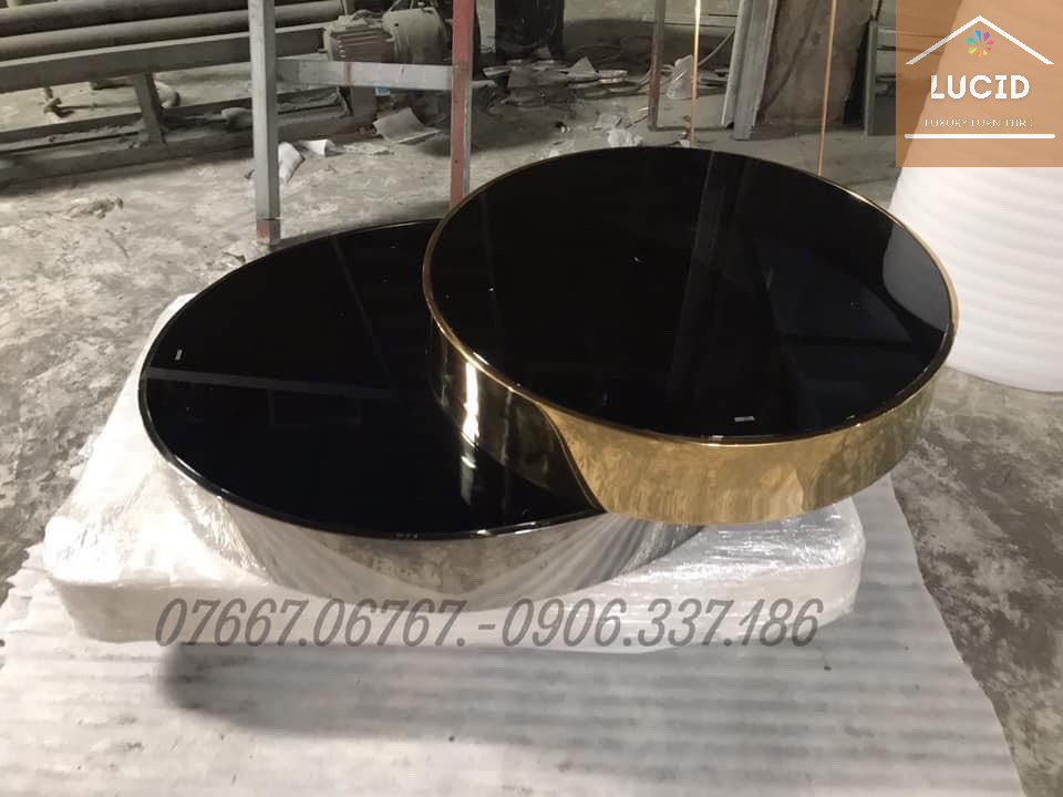 LCT48-Bàn Sofa 2 tầng mặt kính