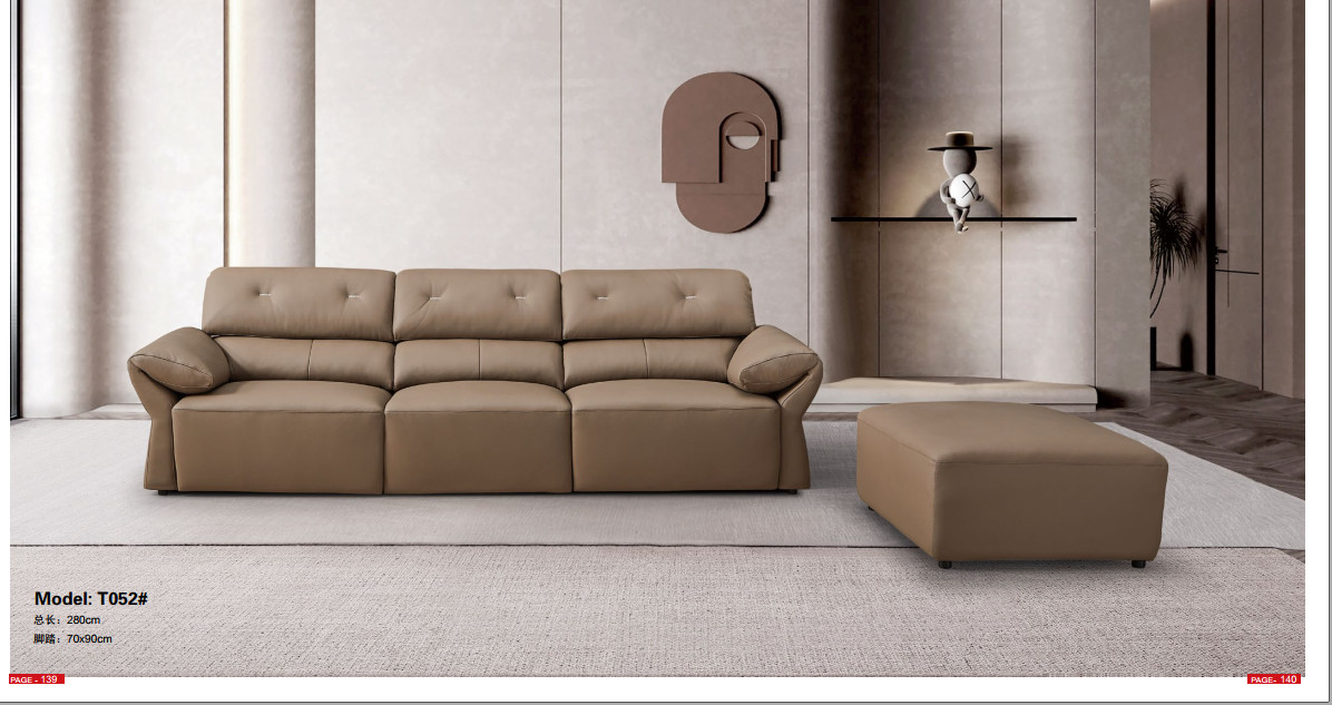 Sofa văng da bò thật tích hợp ghế điện T052