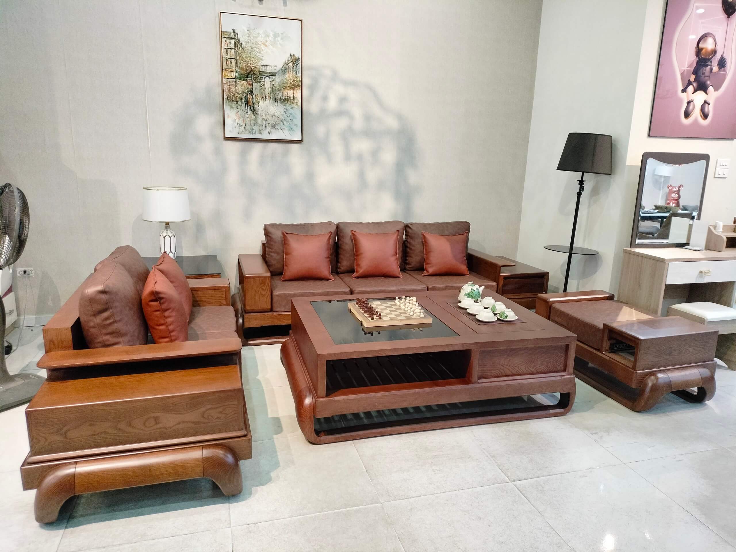 Sofa gỗ Sồi Nga cao cấp 5 chi tiết TC.DUIGA111