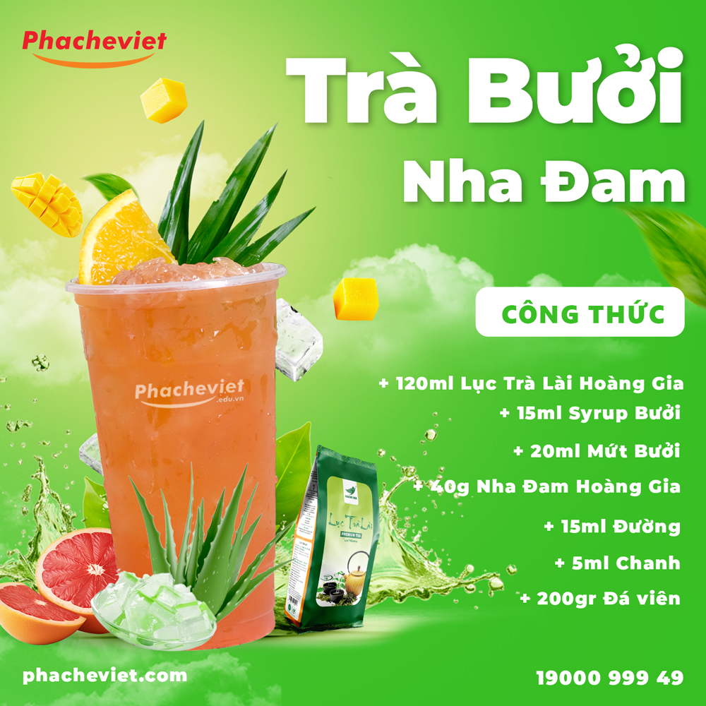 Công thức pha chế Trà Bưởi Nha Đam