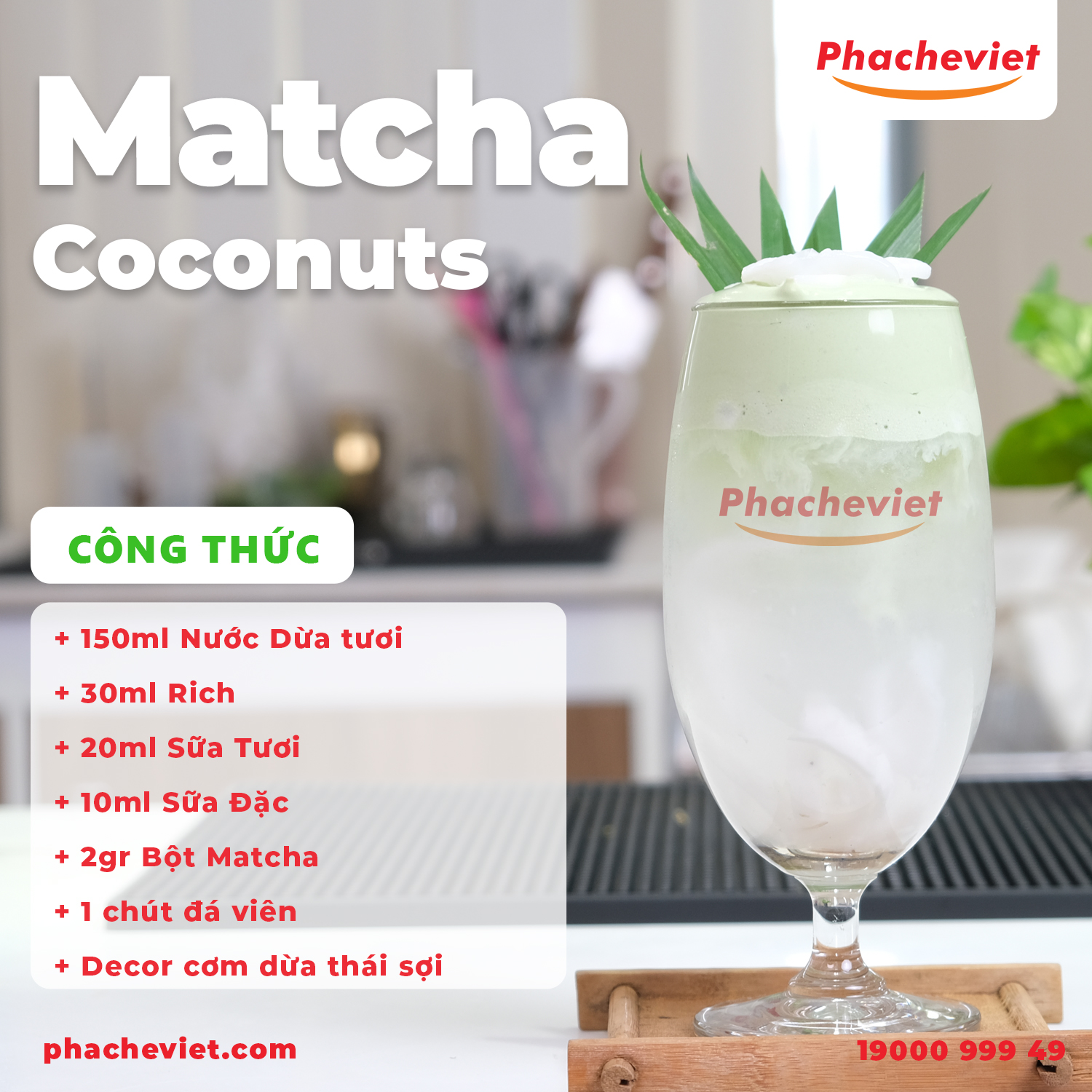 Công thức pha chế Matcha Coconuts hot trend