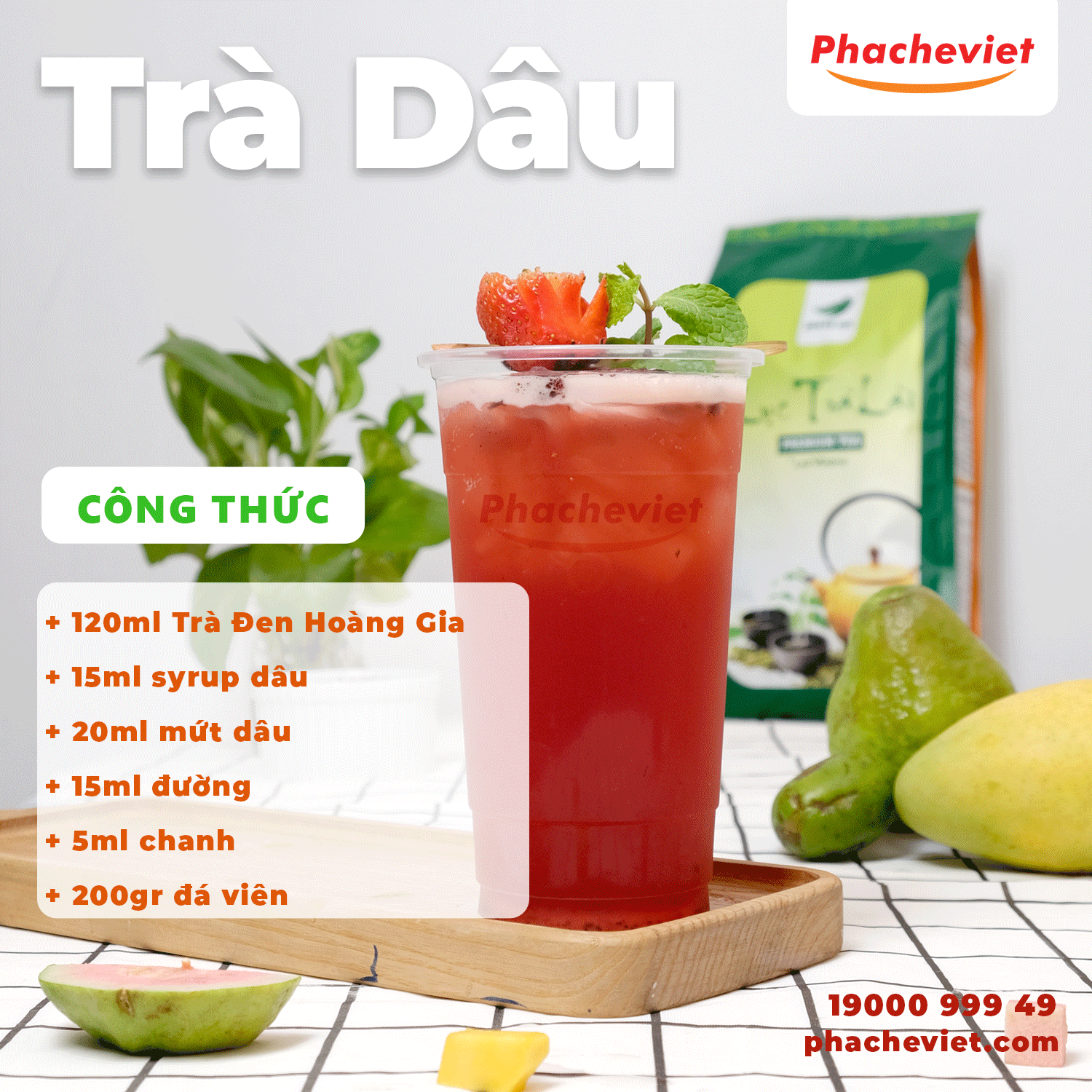 Công thức pha chế Trà Dâu ngọt thanh