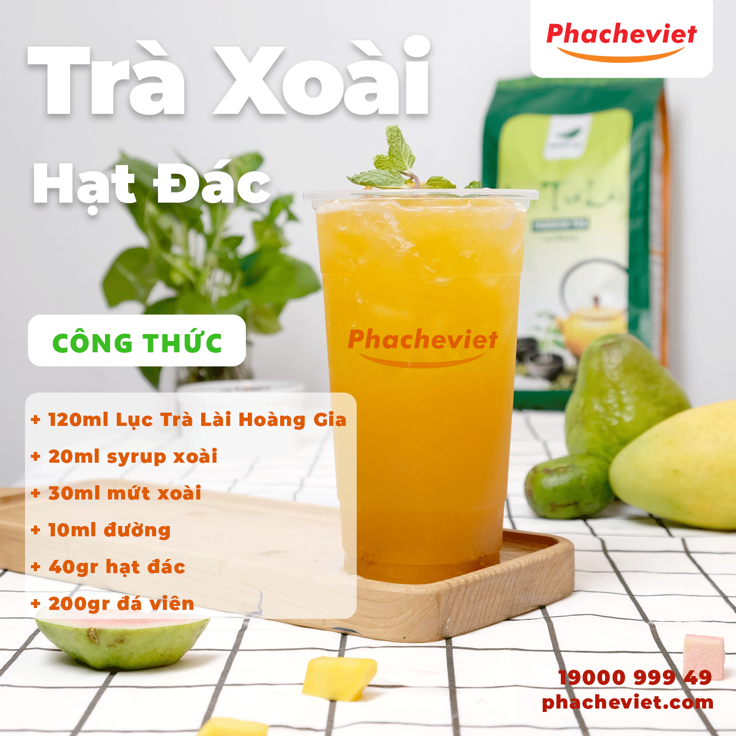 Công thức pha chế Trà Xoài Hạt Đác tươi mát.
