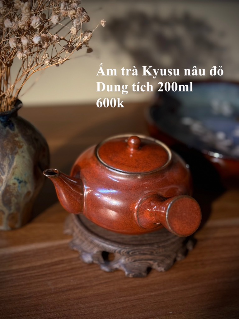 Ấm trà Kyusu nâu đỏ