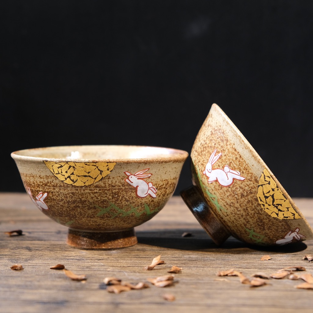 Set bát phu thê vẽ đôi thỏ