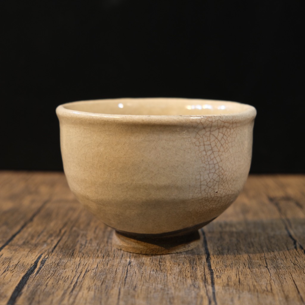 Chawan - Bát đánh matcha cốt dày men rạn (triện ký đáy)