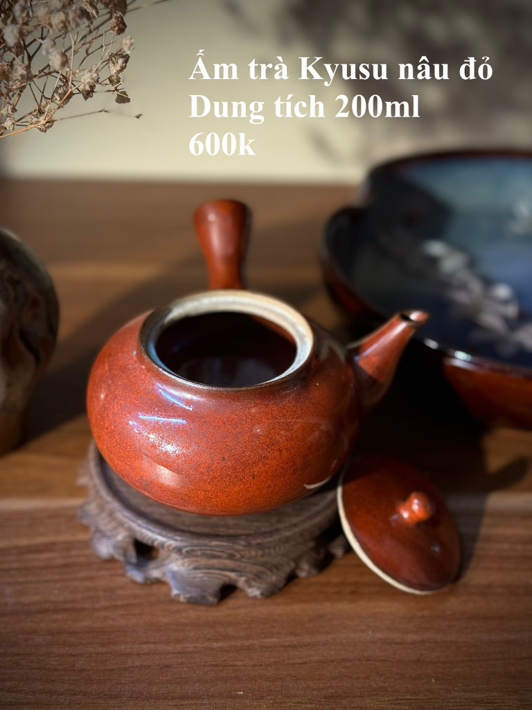 Ấm trà Kyusu nâu đỏ