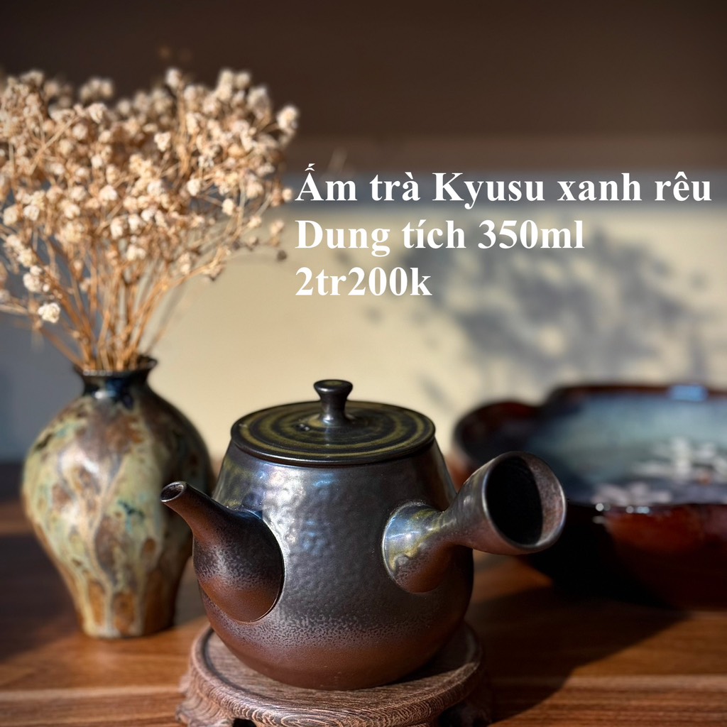 Ẩm trà Kyusu xanh rêu