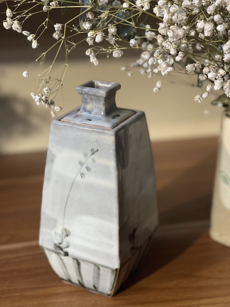 Bình hoa mộc men sữa rạn miệng 2 dáng