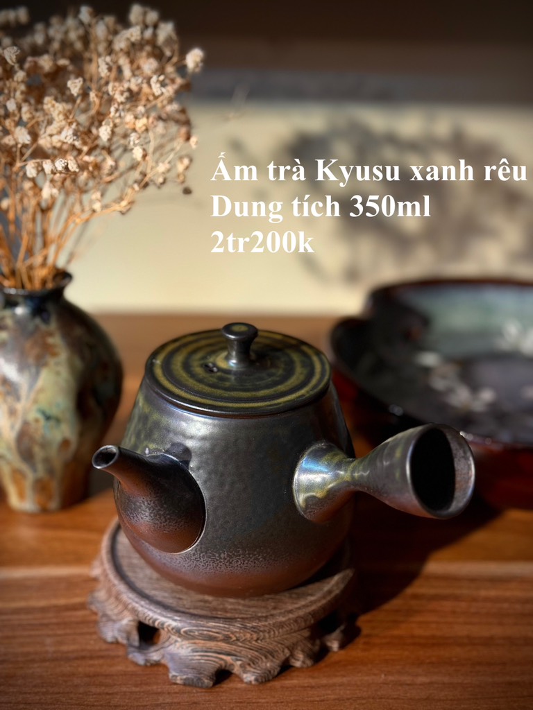 Ẩm trà Kyusu xanh rêu