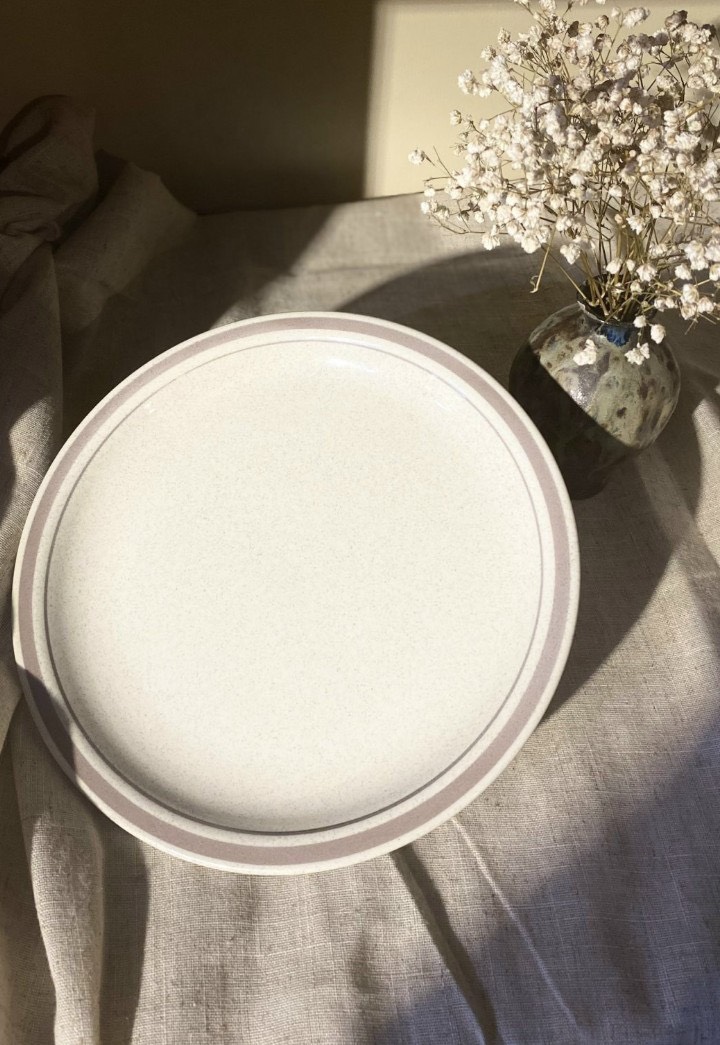 Đĩa Nhật vintage men tiêu 2 viền màu pastel