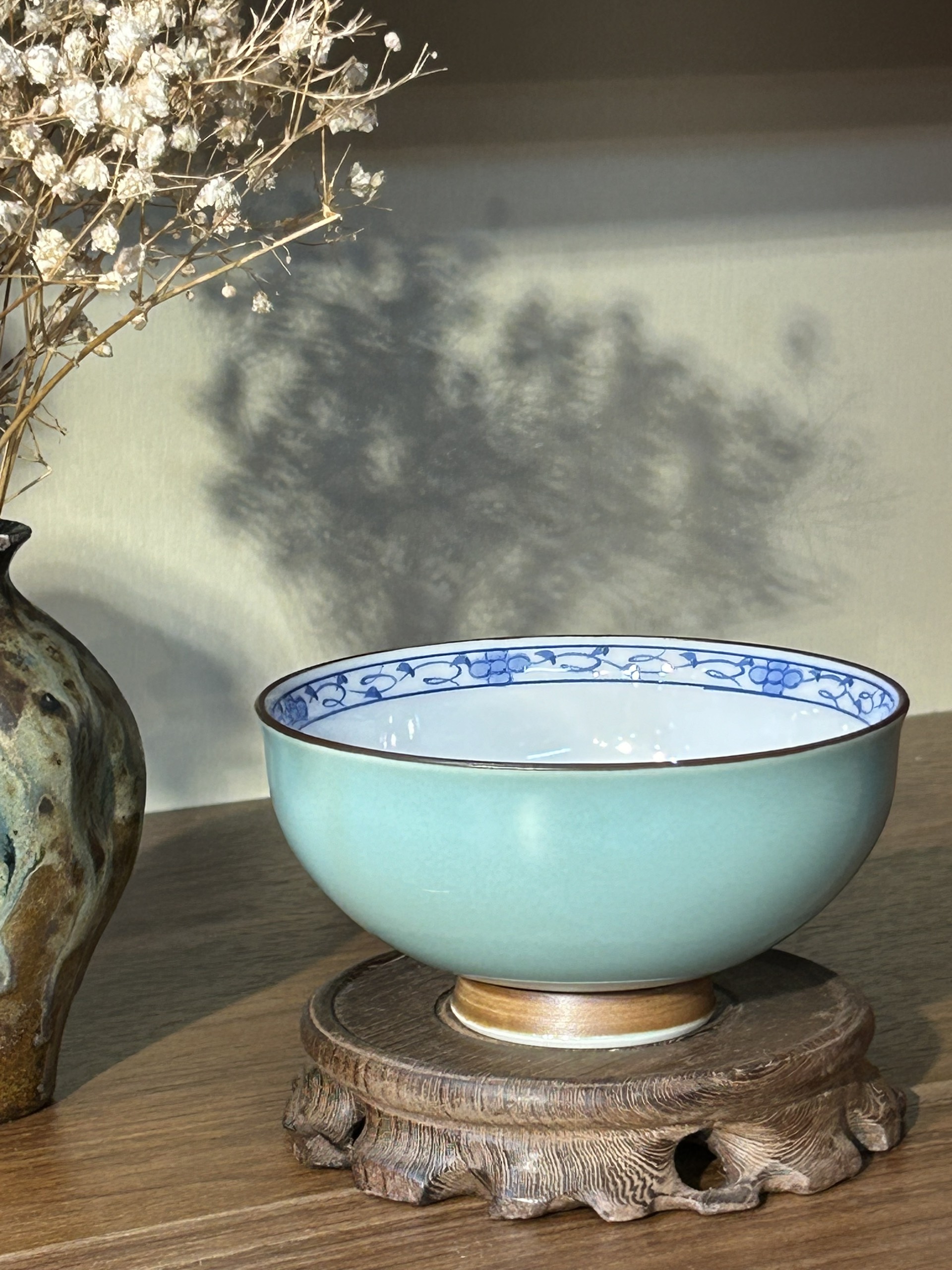 Bát ăn xanh ngọc hoạ tiết đôi thỏ