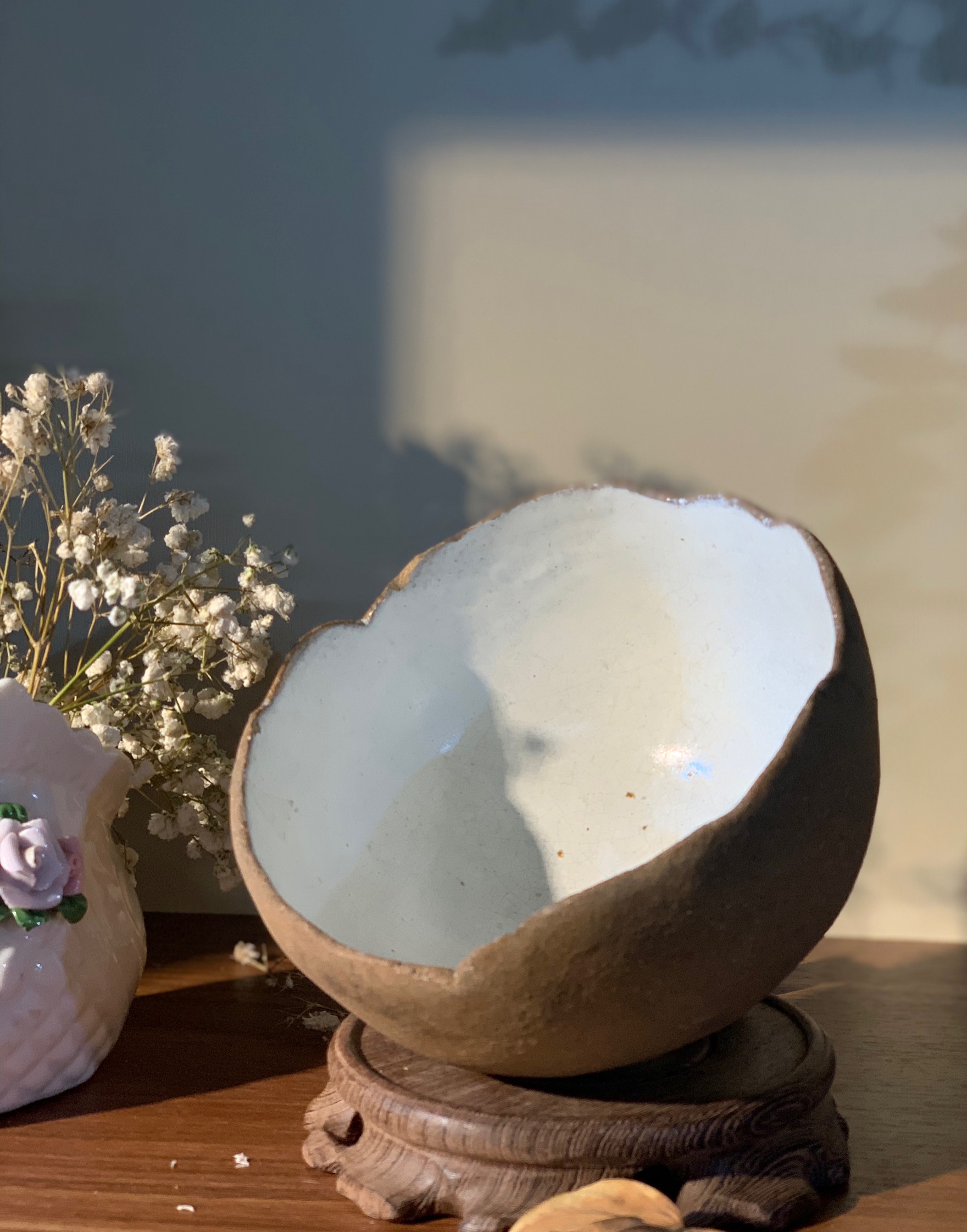 Bát gáo dừa lòng tráng men rạn