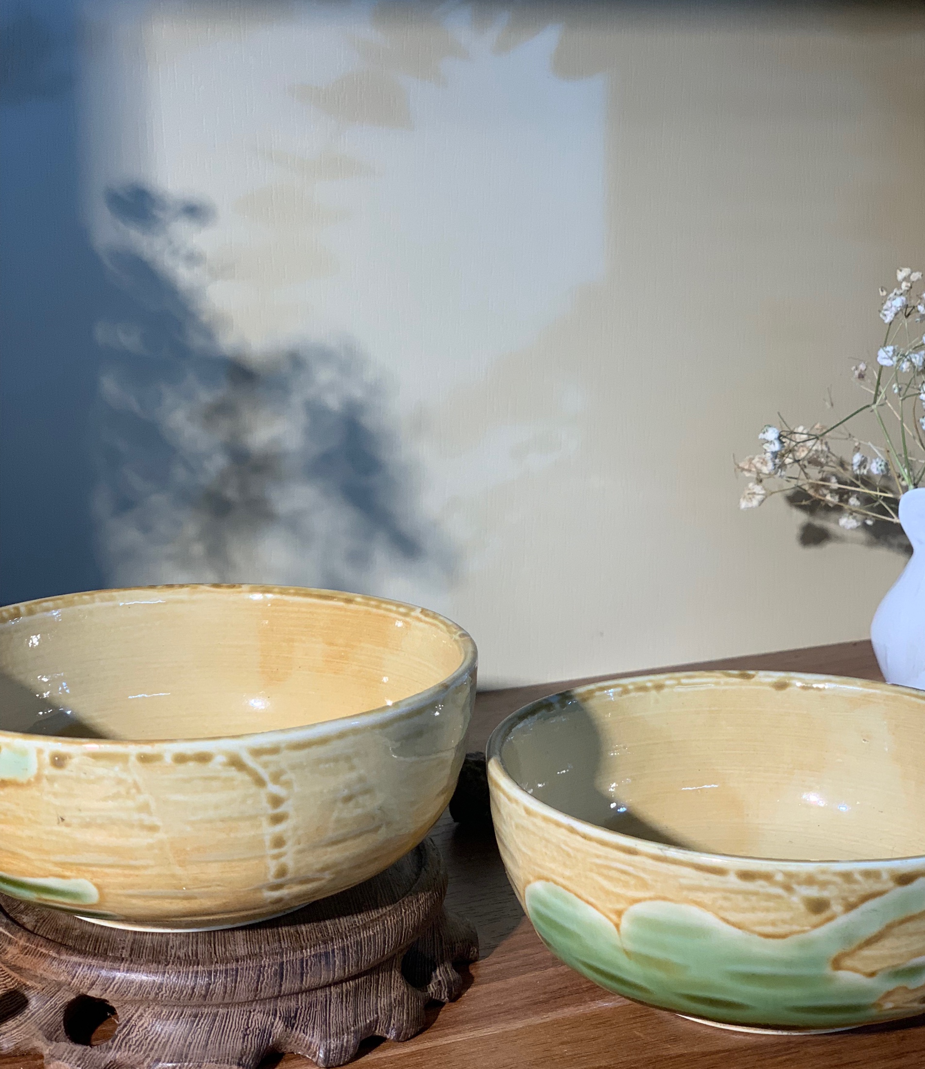 Bát size nhỡ vuốt vàng loang xanh rêu