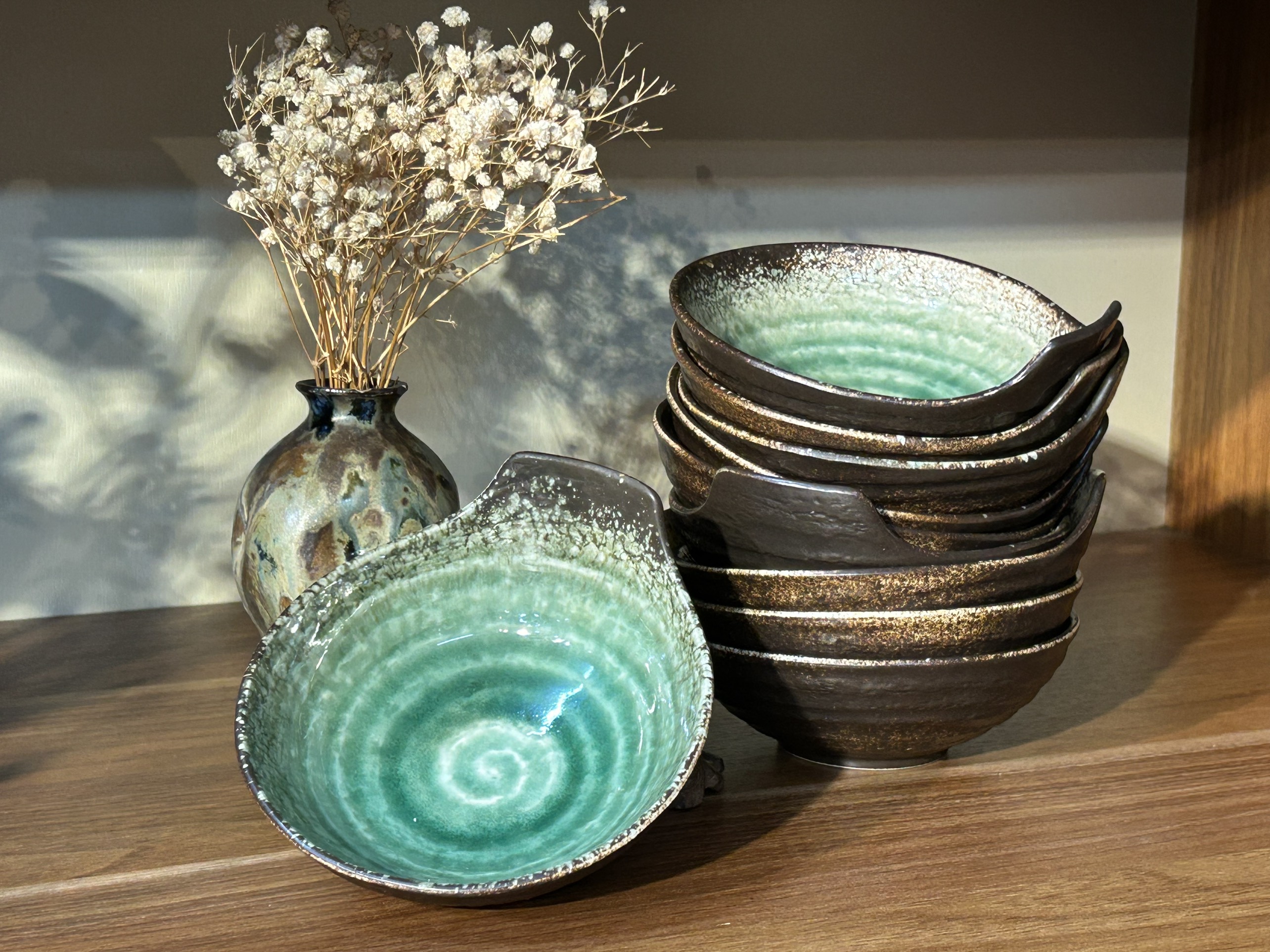 Bát ăn lẩu lòng xanh tráng men