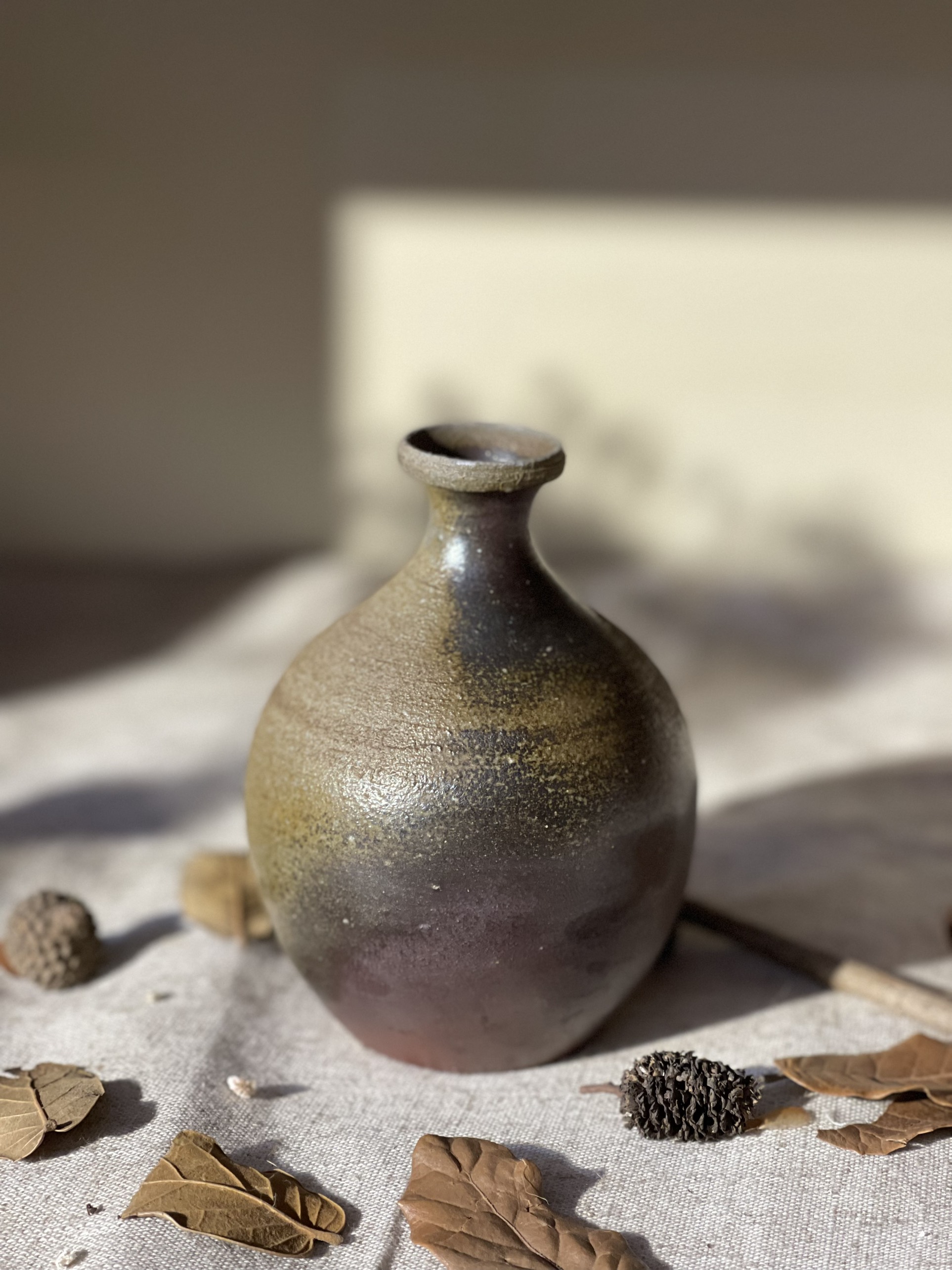Bình gốm Bizen decor mini dáng hút lộc