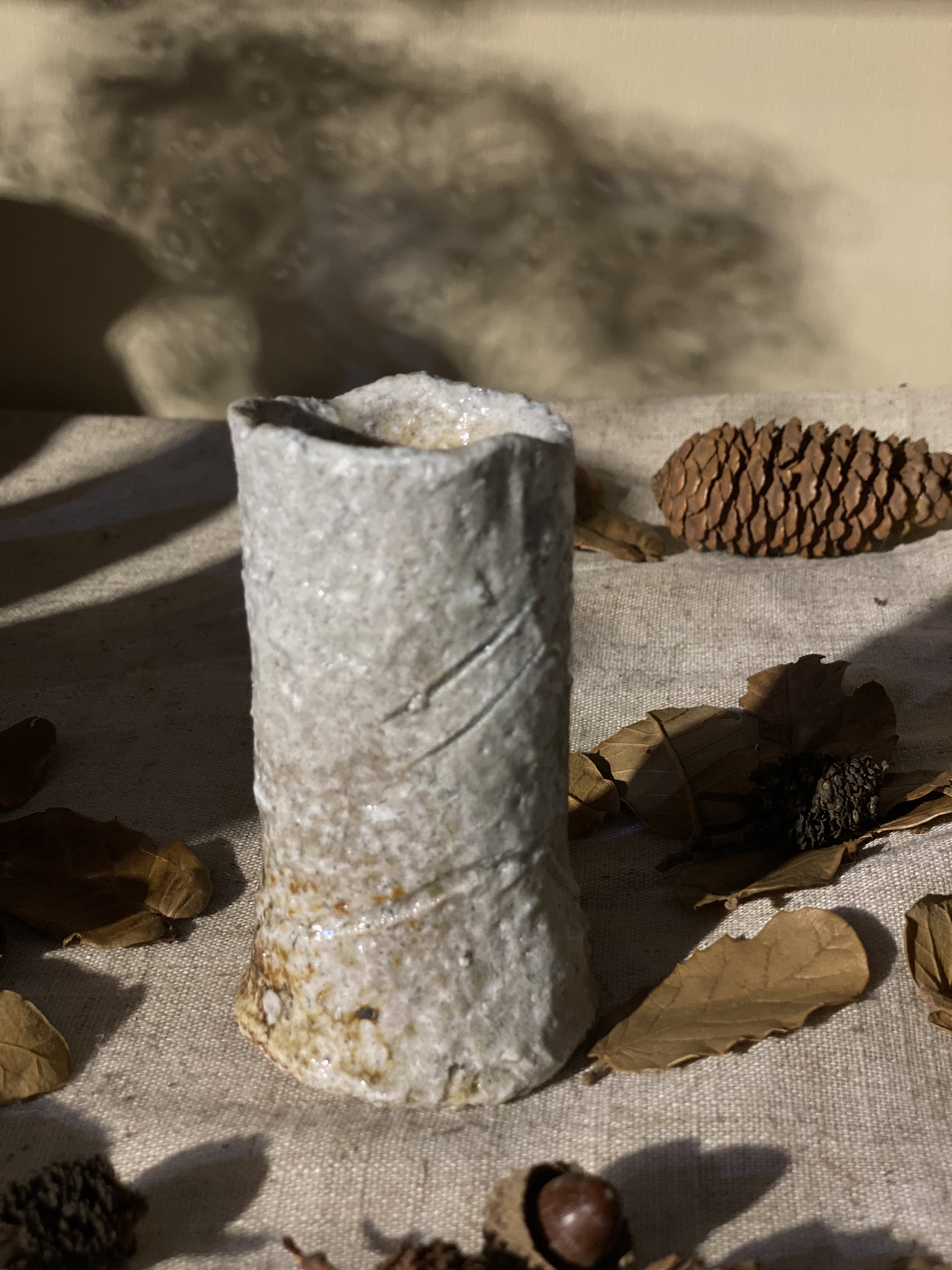 Bình hoa mộc mini decor men cháy